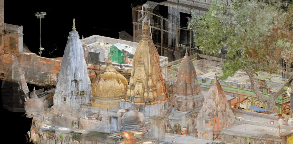 Registered point cloud of a heritage temple complex