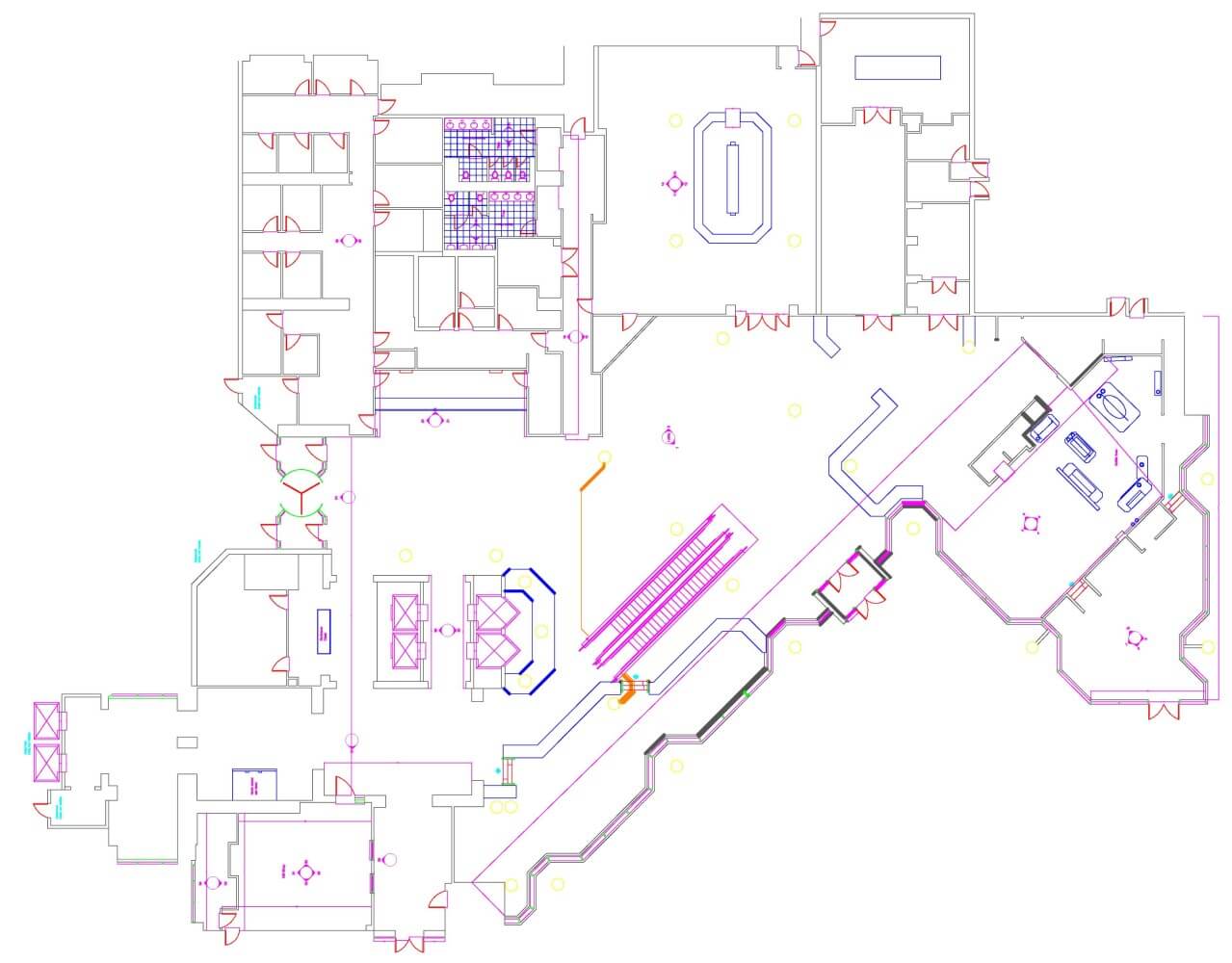 2D as-built floor plan of a hotel lobby
